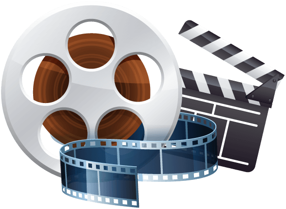 Film reel and clapperboard icons